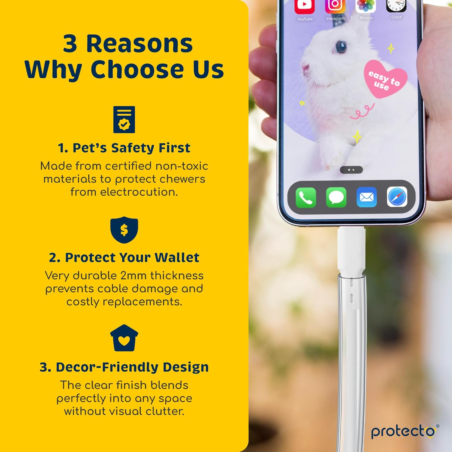 Pet Wire Protector Flexible Cable Sleeve 7Ft - Odor-Free Cat & Dog Chew Proof Electrical Power & Charger Cord Cover for Phone, USB, RCA & HDMI Cables | 2Mm Thick Overfloor Universal Protection image number 1