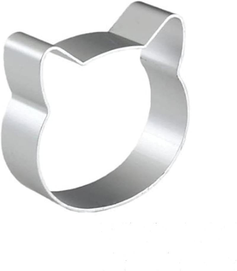 2 Pcs Cookie Cutters, Aluminum Alloy Cartoon Cat Head Design Pastry Cookie Cutter Suitable for Cookie Cake Fondant DIY Baking Bakeware Decoration image number 1