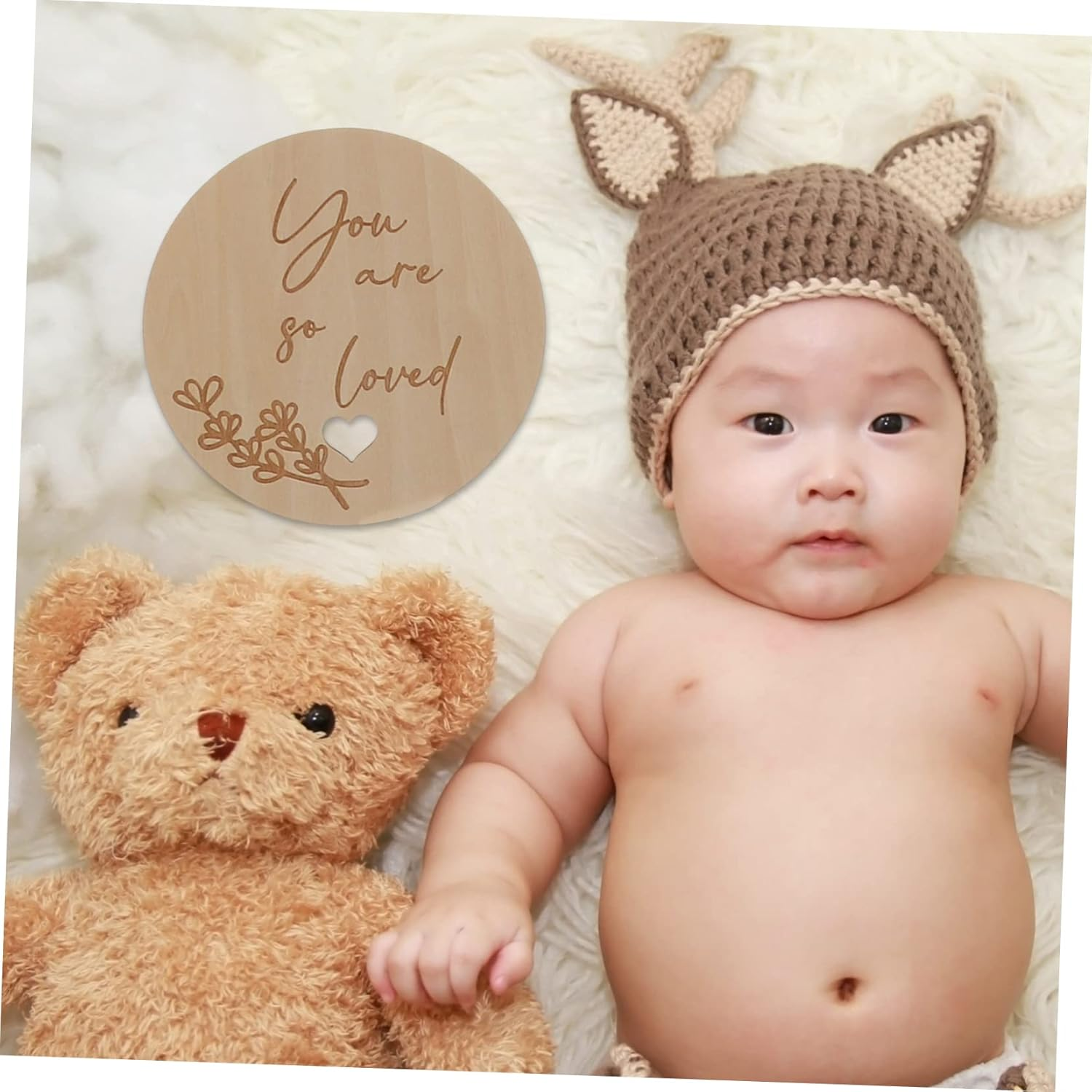 1Set Cards Wooden Monthly Growth Announcements for Photo Props to Track Newborn Development and Capture Cherished Memories