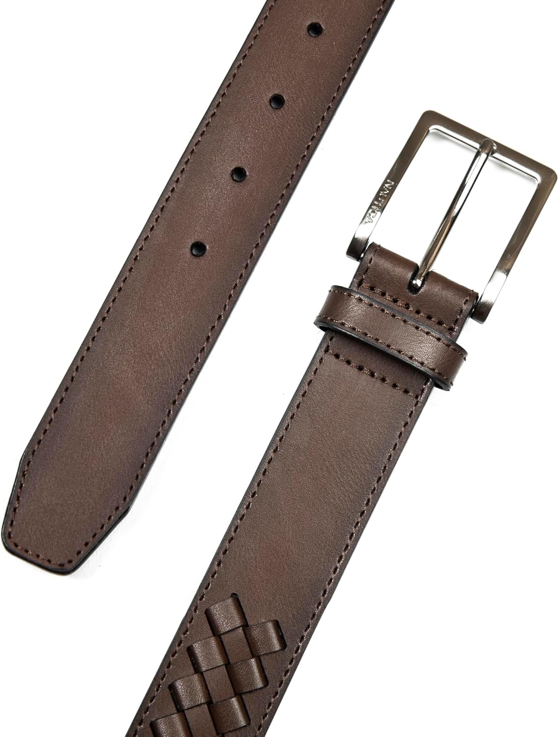 Nautica Mens Bold Fashion and Dress Leather Belt with Metal Buckle, Leather Laced image number 1