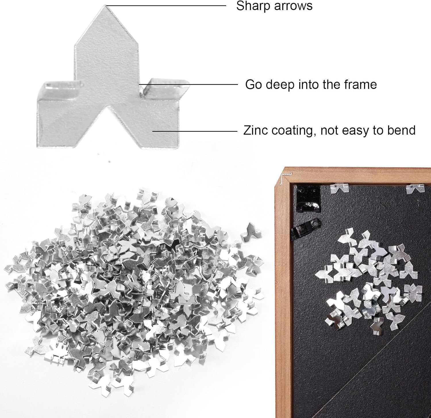 BOXOB 300Pcs Glazing Points, Premium Zinc Finish Glazier Push Points for Picture Framing Glass Installation Window Glazing Cross Stitch Picture Framing Tools and Supplies(Silver)