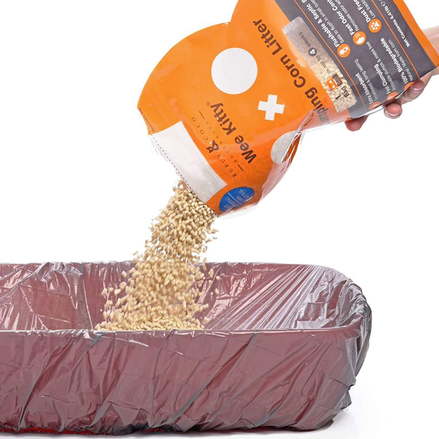 Rufus & Coco Wee Kitty Clumping Corn Cat Litter , Natural Flushable , Low Tracking Biodegradable Pellets , 9 Kilogram Bag image number 1