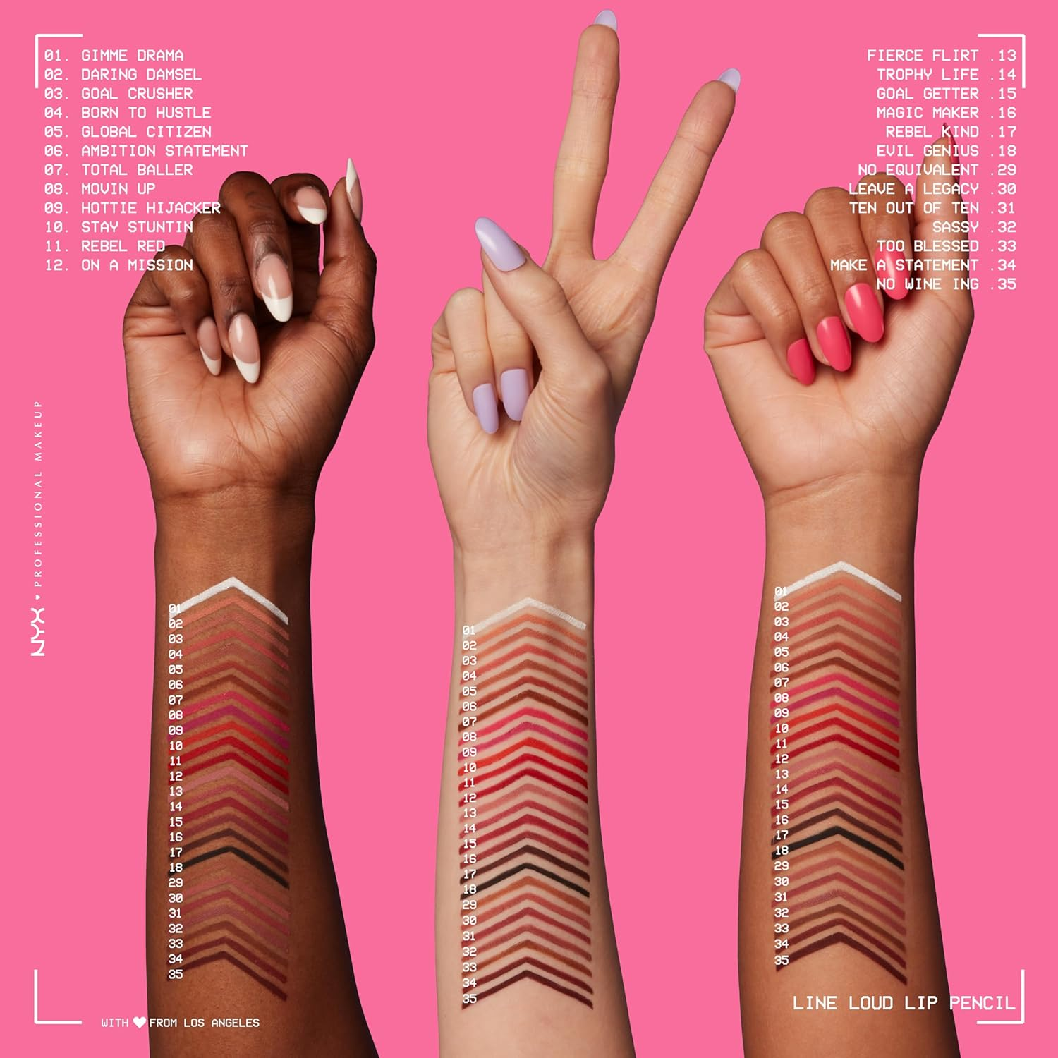 NYX Professional Makeup Lip Liner, Matte Finish, Kiss- and Colourfast as Well as Smudge-Proof, Long-Lasting, Line Loud, 17 Rebel Kind image number 3