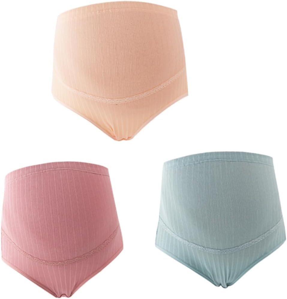 3Pcs High Waist Maternity Panties Cotton Skin Blackish for Pregnant Women Adjustable Splice Stomach Support For image number 1