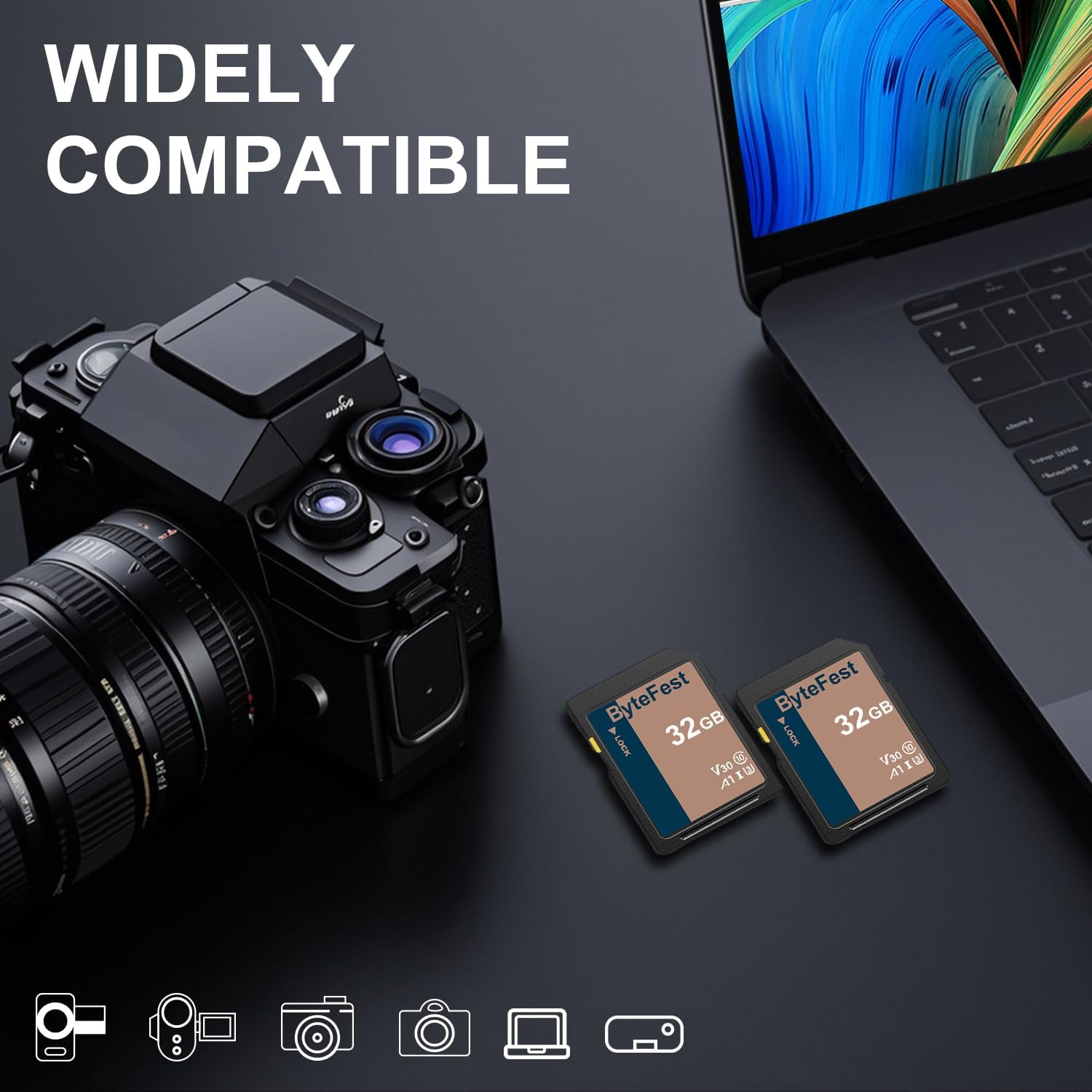 Bytefest SD Card 32GB UHS-I Flash Memory Card - Class 10, U3, V30, Full HD Video SD Cards with Unmatched Storage & Transfer Speeds image number 6
