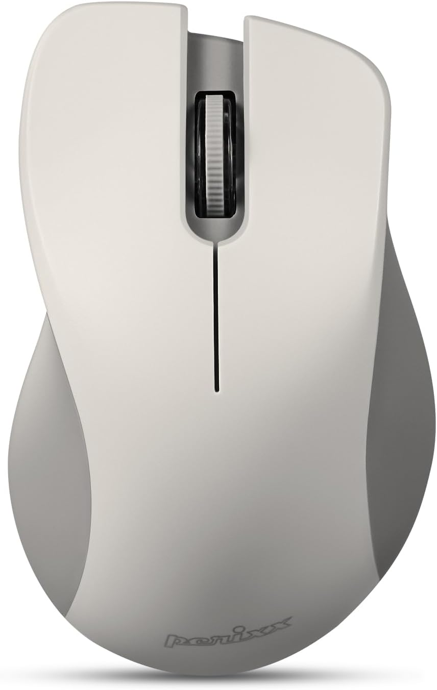 Perixx PERIMICE-621M Wireless Mouse - Silent Click with Ergo Design - Compatible for Desktop and Laptop PC - Wireless 2.4 Ghz - Beige (Red)