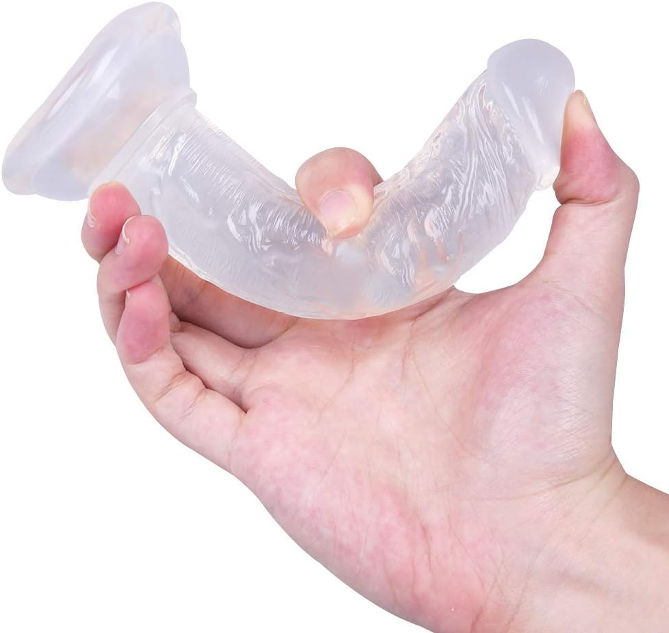 Mini 5.3 Inches Realistic Dildo Adult Sex Toys for Beginners, Curved Designed Lifelike Fake Penis for G Spot Stimulator & Anal Plug Training Set (Clear) image number 3