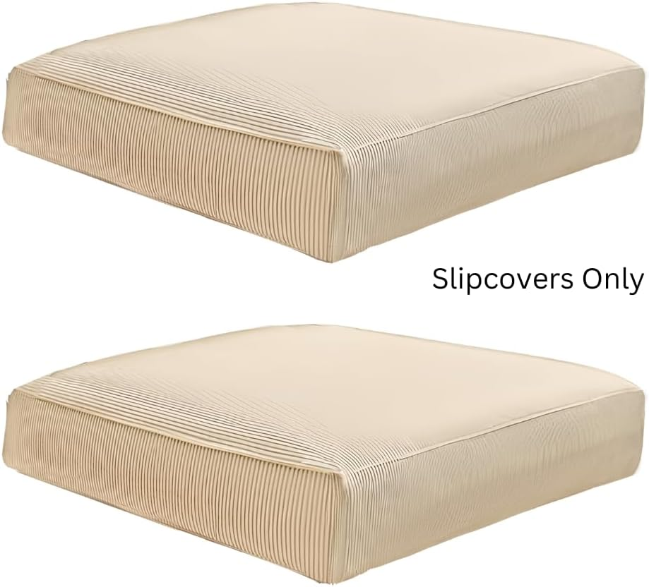 Rockin Cushions Outdoor Slip Covers | Beige Stripe | Compatible with IKEA Arholma Kuddarna Cushions | Includes 2 Arholma Pillow Covers and 2 Arholma Seat Covers - Set of 4 image number 4