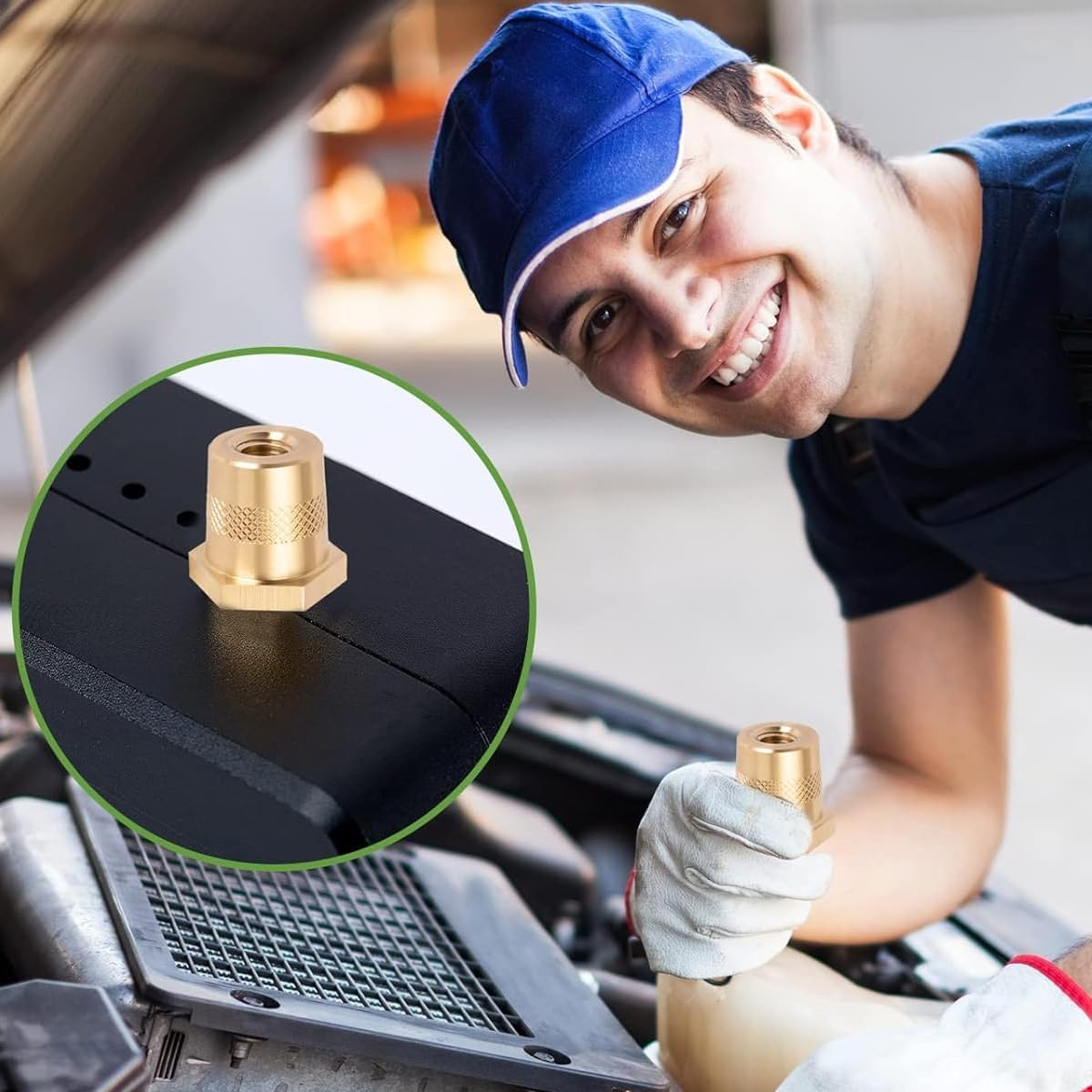 1 Pair (2PCS) Brass Battery Terminal Connectors with Stainless Screws | M6/M8/3/8 Inch Post Adapters | High Conductivity and Corrosion Resistance image number 2