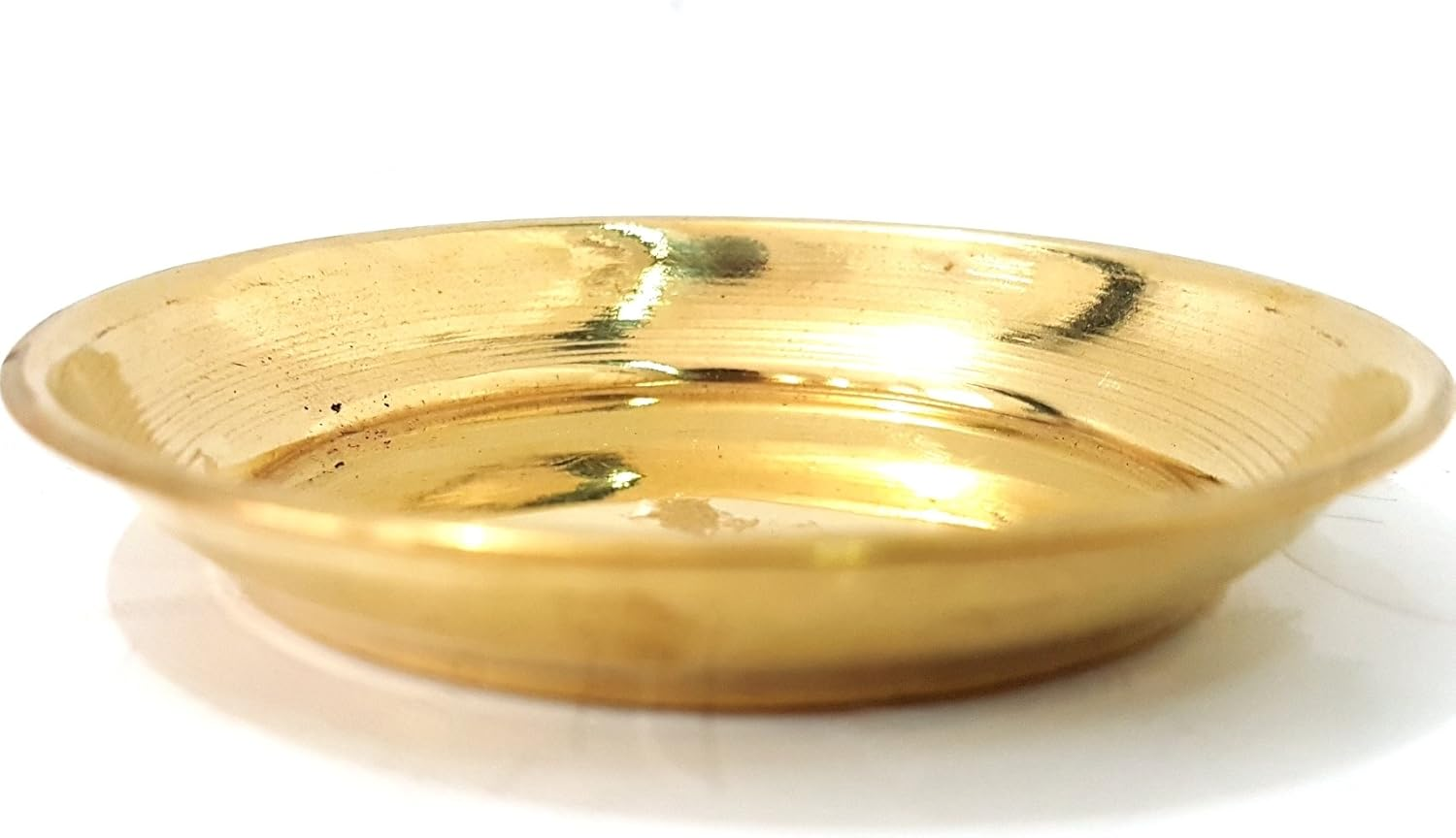 Evergrow Corp Set of 2 Pure 100% Brass Plate 3" for Bhog Prasad Arti Vraja Krishna Ganesha Laxmi Worship Pooja