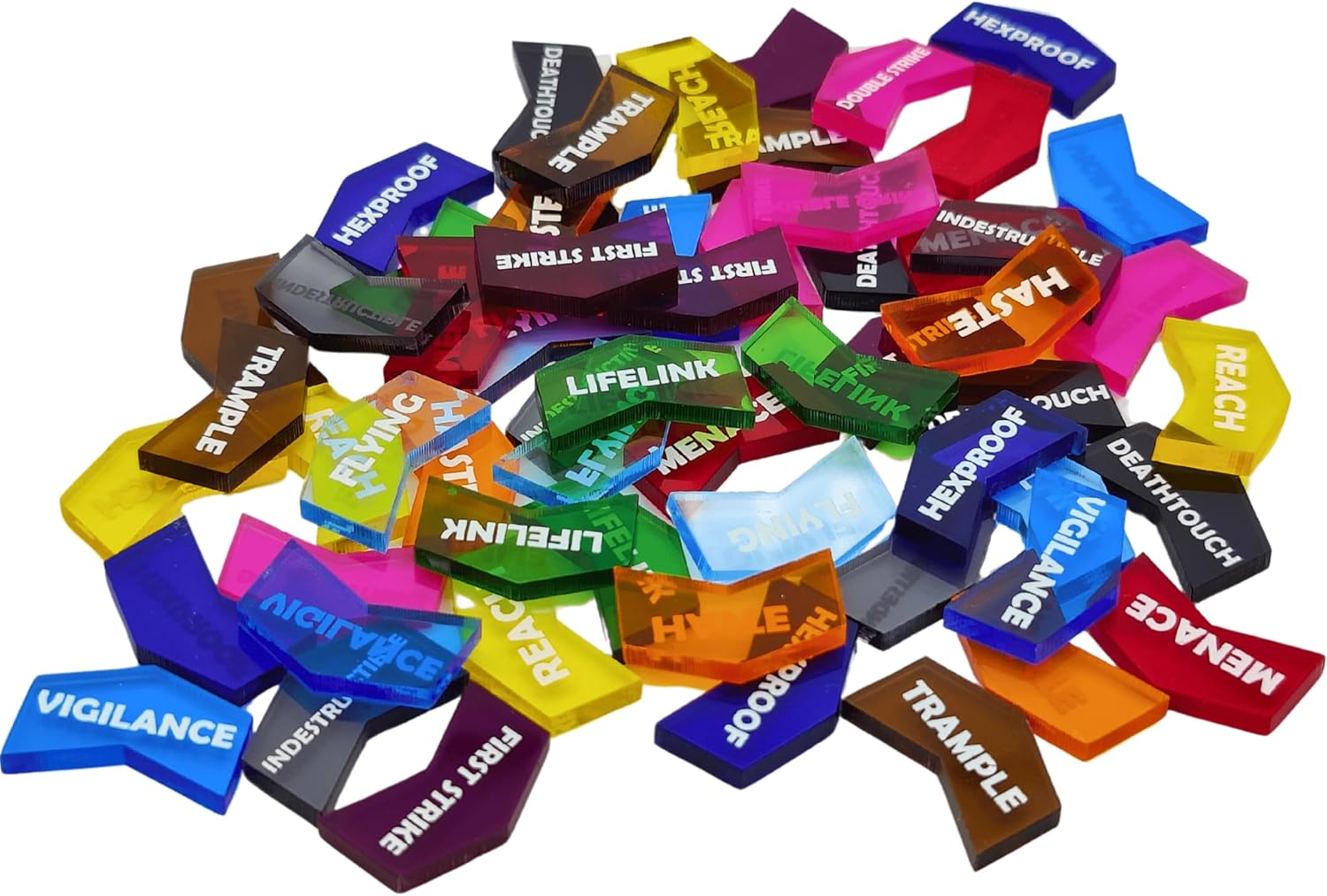 Futhark MTG Counter Dice Set - 25 Compact Multicolored Acrylic Dice with Plus/Minus Counters - Easy to Carry & Easy to Read - Accessories for Magic: the Gathering (Blank Tokens)