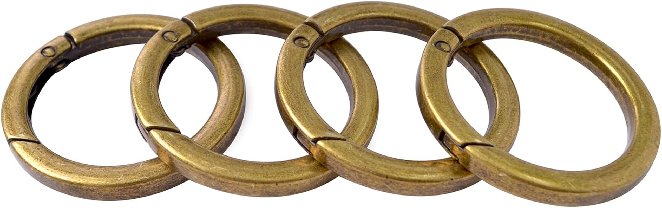 4Pcs round Carabiner Metal Spring Key Ring,Spring Snap Hooks Clip,Spring Keyring Buckle,Flat O Ring for Purses Bbc40-32-Silver