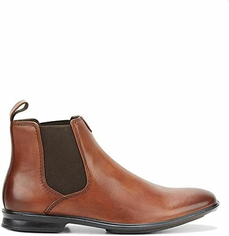 Mens Hush Puppies Chelsea Extra Wide Tan Burnish Leather Boots 14 EEE (Extra Extra Wide) Dress/Formal image number 2