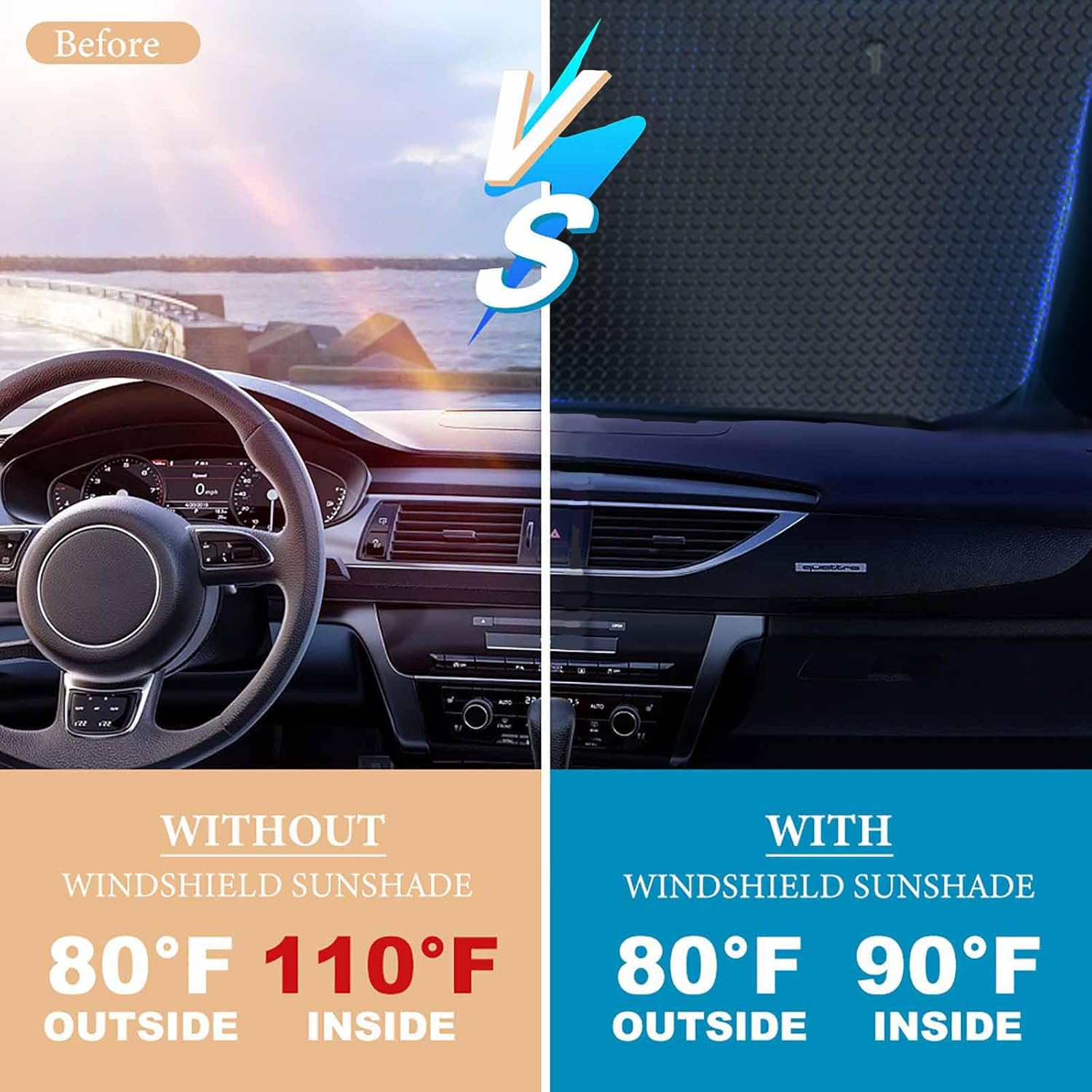 Car Windshield Sunshade, Purple Eyelash Front Window Sun Shades, Folding Block Sun Visor Protector for Car, Sedan, Truck, SUV, Womens Cute Auto Interior Accessories 51X27.5 In