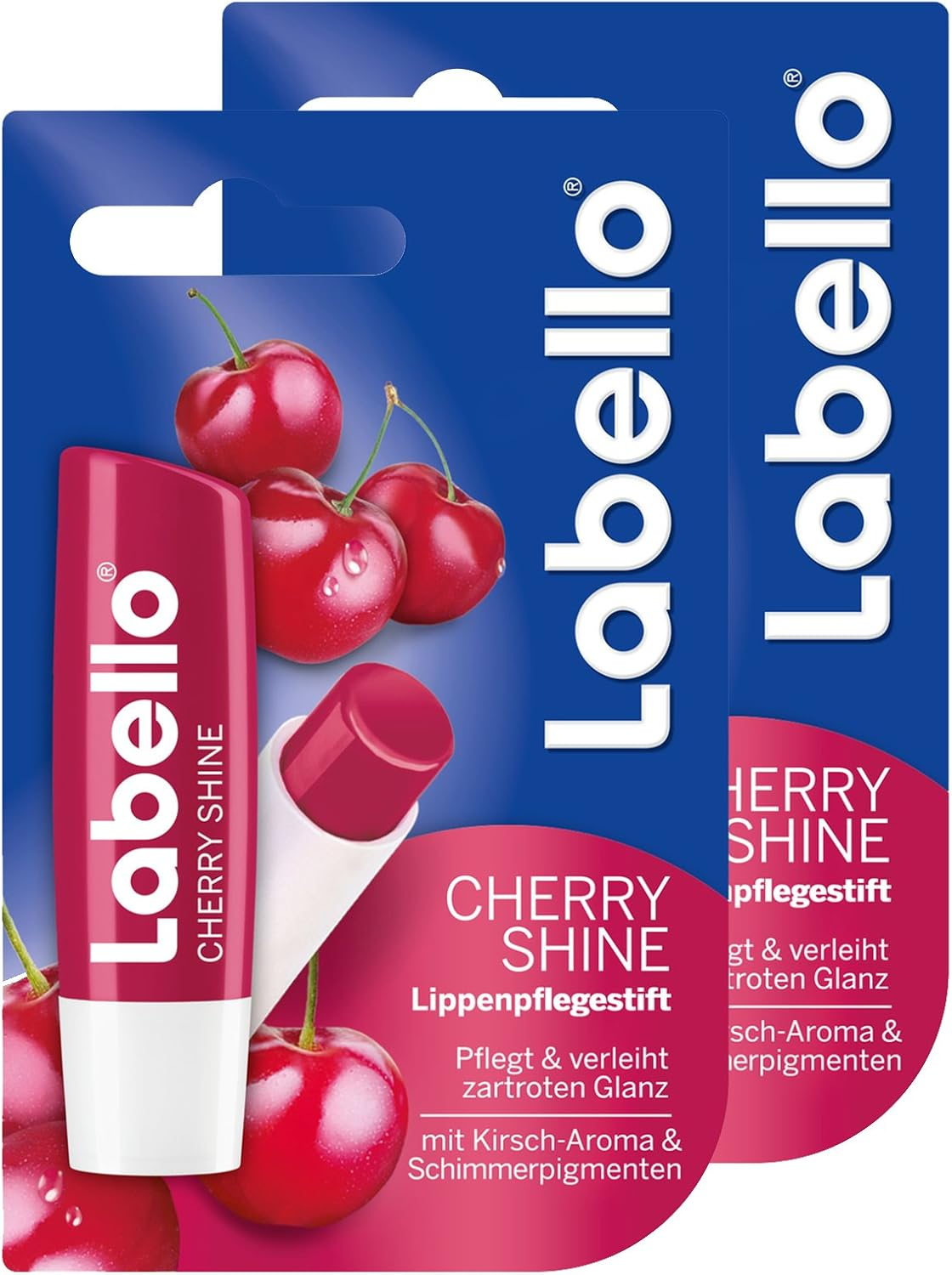 Labello Cherry Shine Lip Balm with Colour for Dry Lips Pack of 2 X 4.8 G image number 4