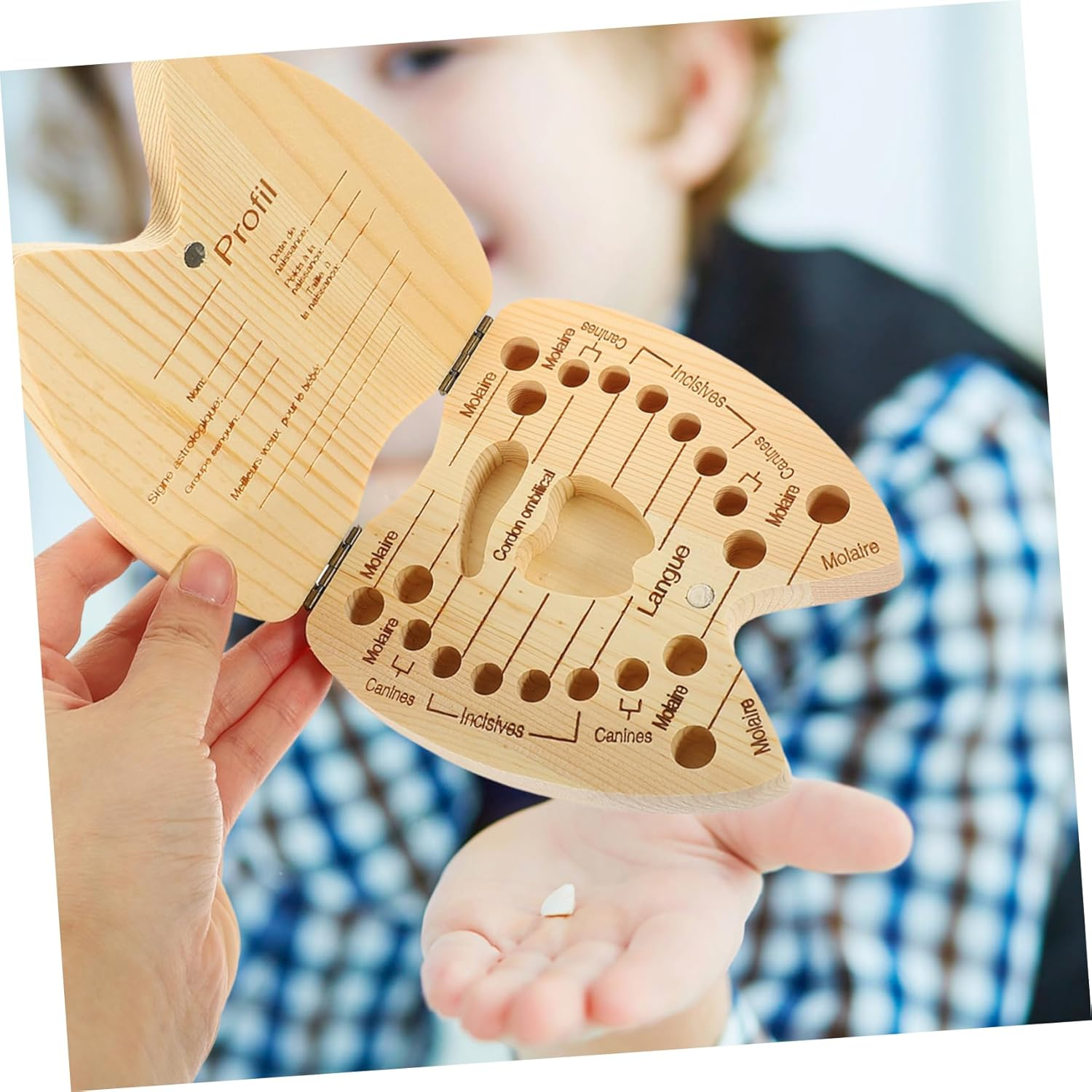 Wooden Baby Tooth Box Keepsake Container for Kids Boys and Girls Tooth Storage Holder Suitable For image number 5