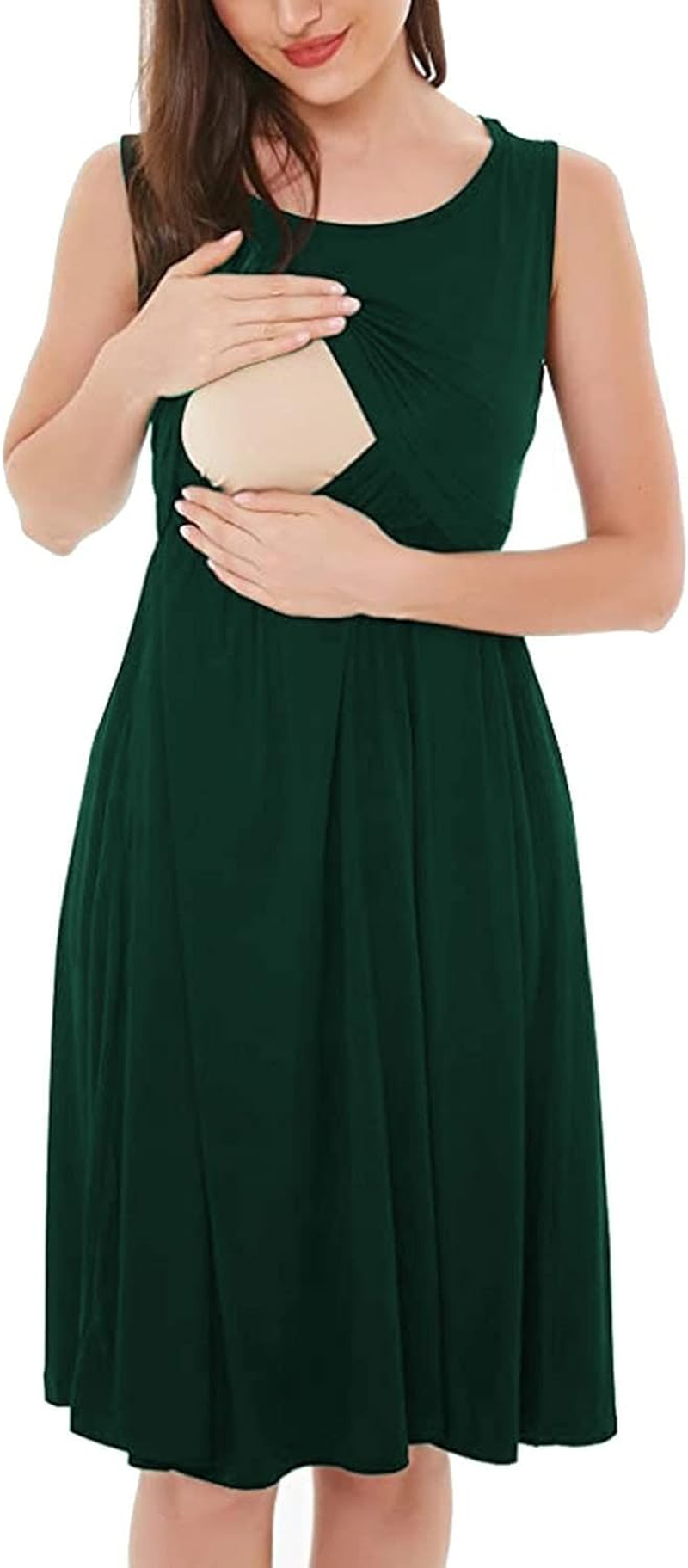 Maternity Outfit Women'S Maternity Nursing Dresses Split Long Dress for Breastfeeding Maternity Xmas Dress