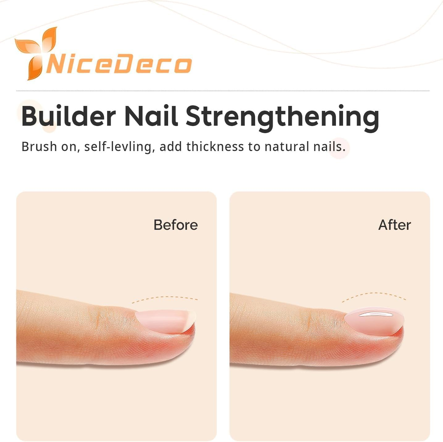 Nicedeco Rubber Base and No Wipe Top Coat Set 2 Pcs 15Ml Gel Nail Polish Soak off LED U V Gel Nail Kit Cruelty-Free & Vegan image number 6