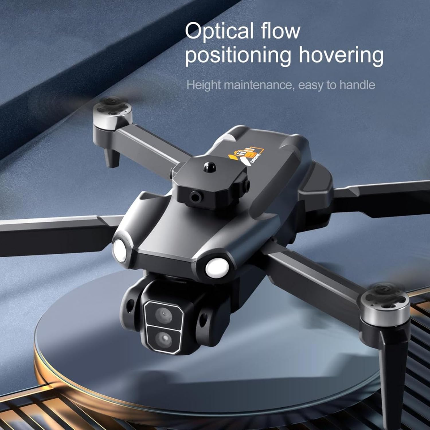 RC Drone, 4K Dual Camera, 50X Zoom, 4 Sided Obstacle Avoidance, Optical Positioning Hovering, Wifi Remote Control Sensing Quadcopter with LED Light (Black) image number 4