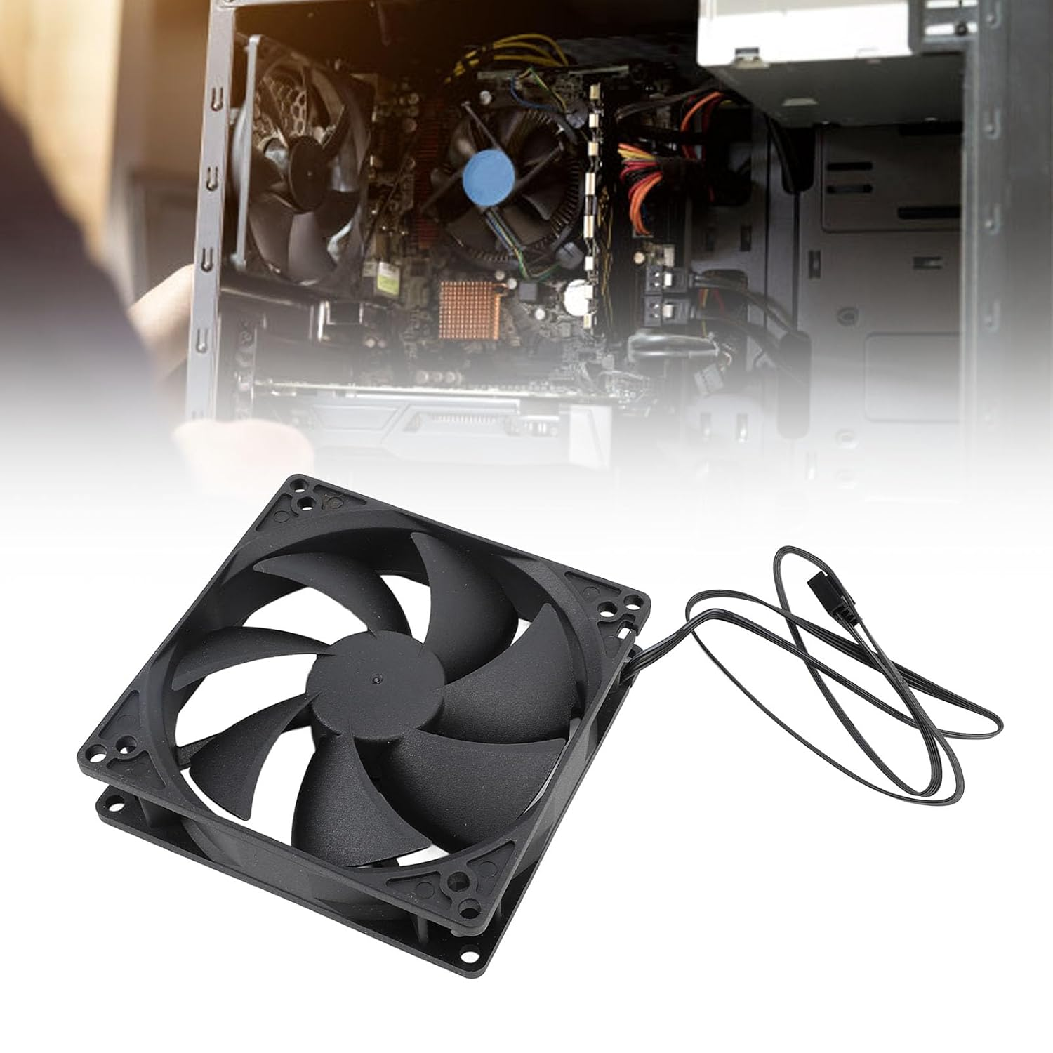 PWM Case Fan, 100Mm Dual Ball, Low Noise, High Speed, Intelligent Temperature Control, 4PIN Computer Cooling, for PC image number 3