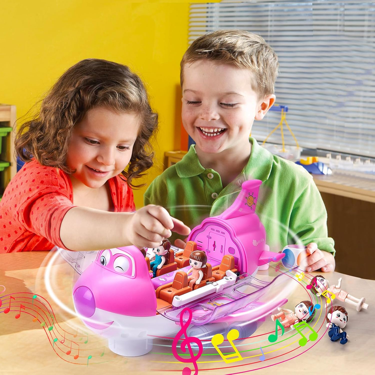 Electronic Plane Toy with Flashing Lights Music, Crawling Toy, 360&deg; Rotating Electric Aeroplane Toy, Children'S Toy from 1-3 Years (Blue) image number 3