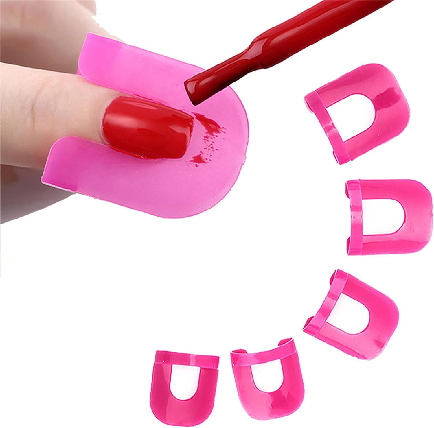 Luckycivia 52 Pcs (10 Size) Curve Shape Spill-Proof Finger Cover, Nail Polish Edge Anti-Flooding Plastic Template Clip, Beauty Tools Set for Finger Nail Art image number 2