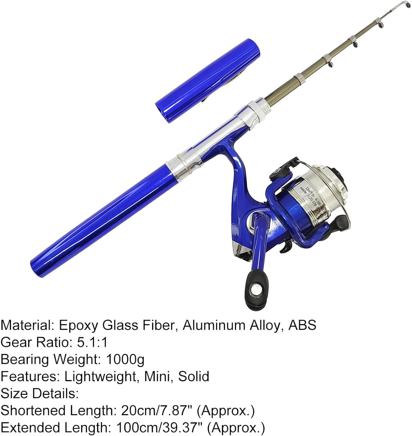 Pen Fishing Rod Reel Combo Set Premium Mini Pocket Collapsible Fishing Pole Kit Telescopic Fishing Rod with Spinning Reel image number 4