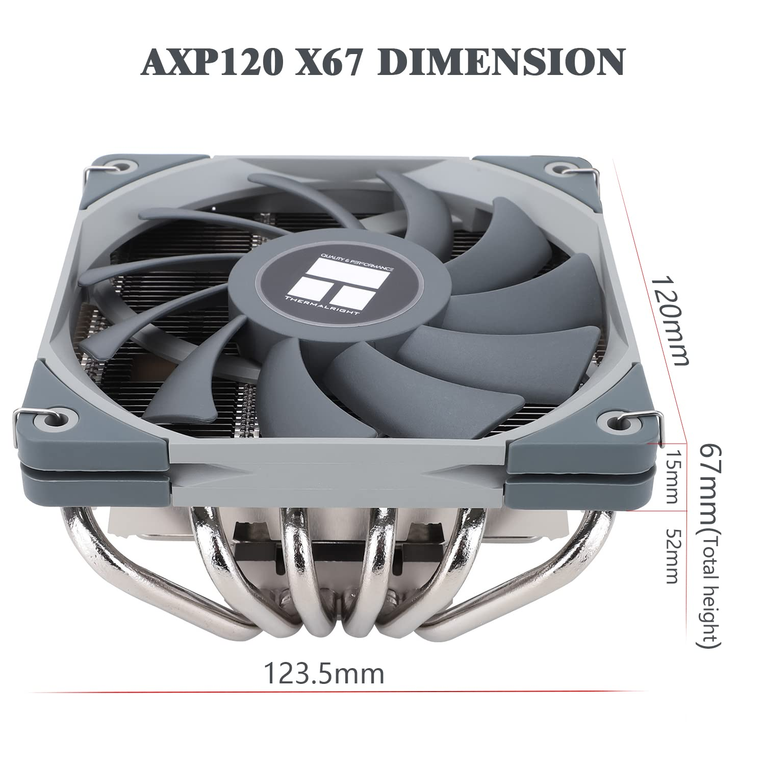 Thermalright AXP120-X67 Low Profile CPU Air Cooler with Quite 120Mm TL-C12015 PWM Fan, 6 Heat Pipes Heatsink Cooling, 67Mm Height, for Am4/Am5/Intel LGA 1700/1851/1150/1151/1155/1200/2011, PC Cooler - Axp120 X67 image number 6