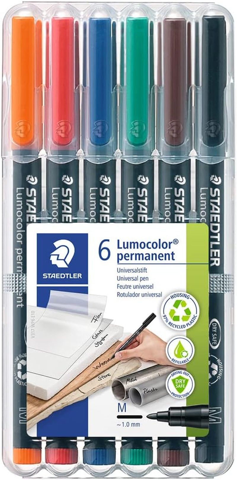 Staedtler Lumocolor 318 Permanent Fine Tip Marker Pen, Assorted (Pack of 8)