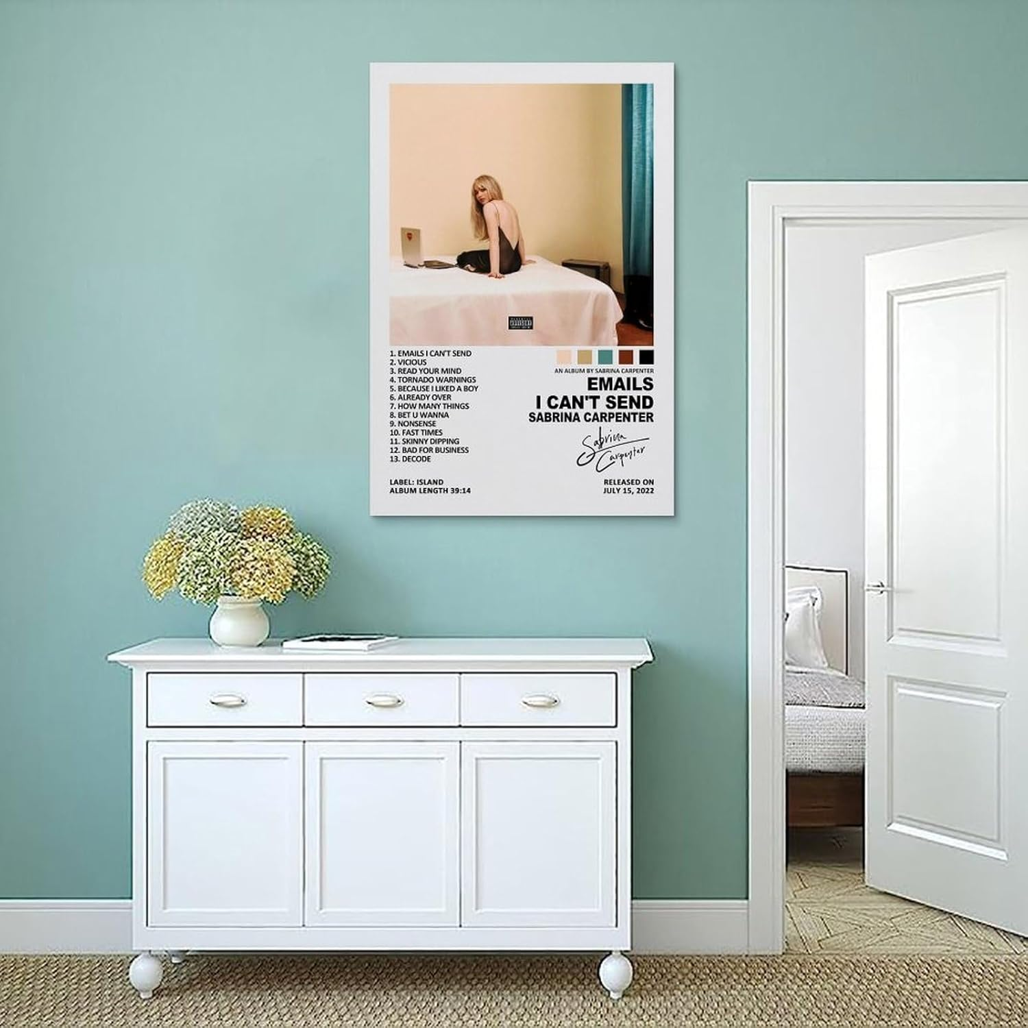 Sabrina Poster Carpenter Emails I Can'T Send Music Album Poster Canvas Painting Wall Art Picture Home Decor Print for Bedroom Living Room Dorm Study Bar Office 16X24Inch(40X60Cm) image number 1