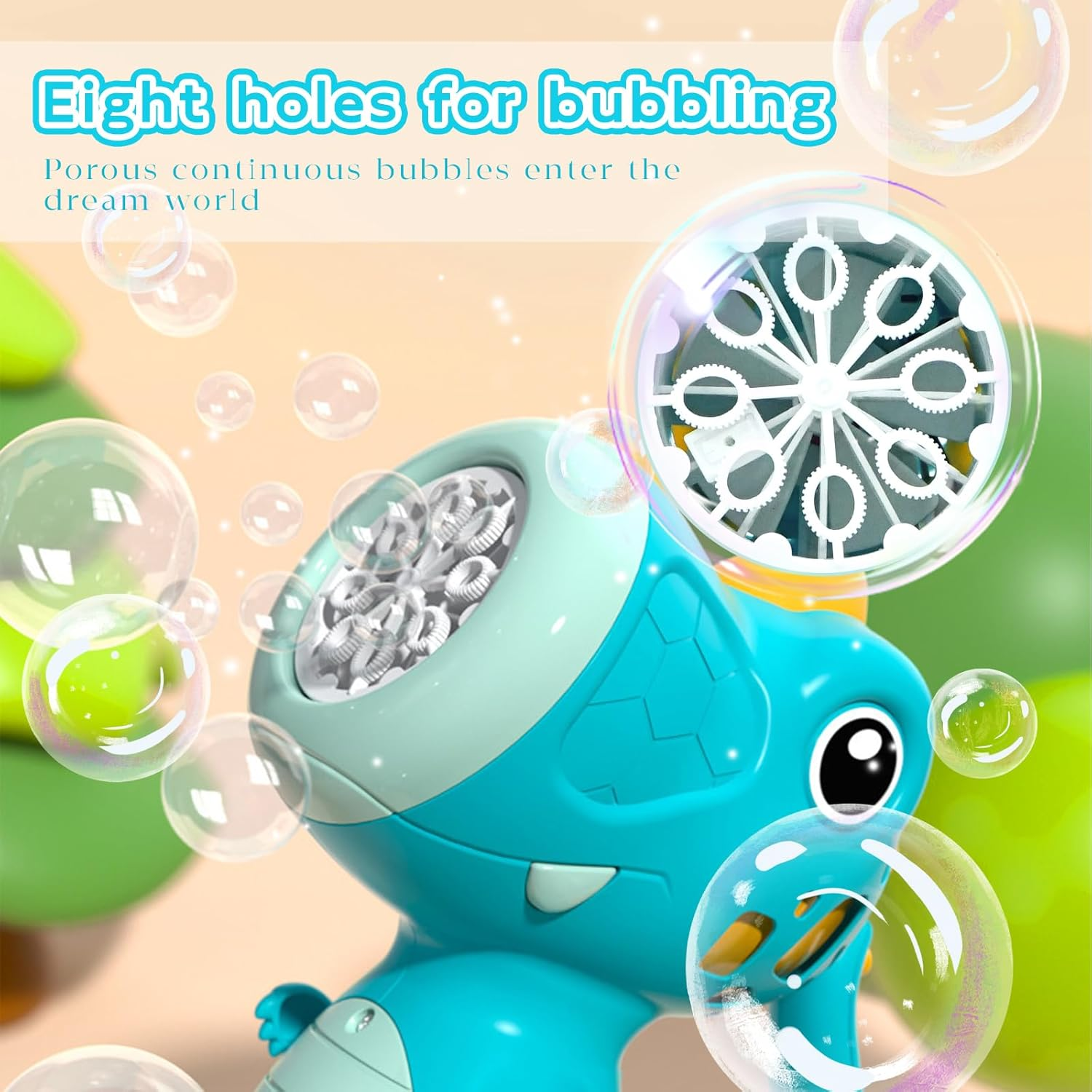 Dinosaur Bubble Machine for Kids Automatic Bubble Maker with Lights,5000+ Bubbles per Minute/Bubble Solution Included Best Summer Outdoor Dinosaur Bubble Toy for Kids Birthday Party Favors image number 6