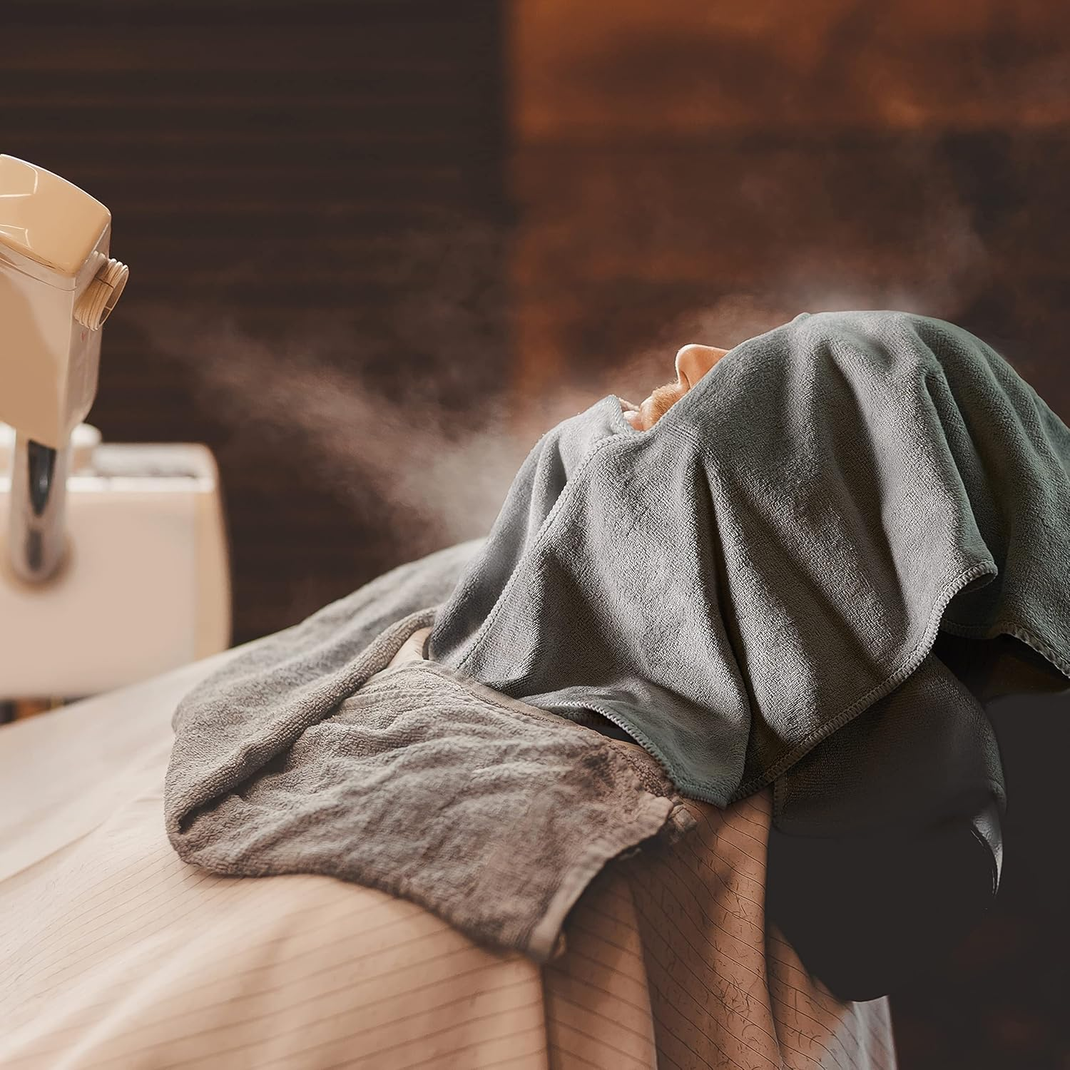 Facial Towels Professional Split Design Microfiber for Spa Steam Esthetician Supplies Salon and Barber Tools (Grey) image number 6