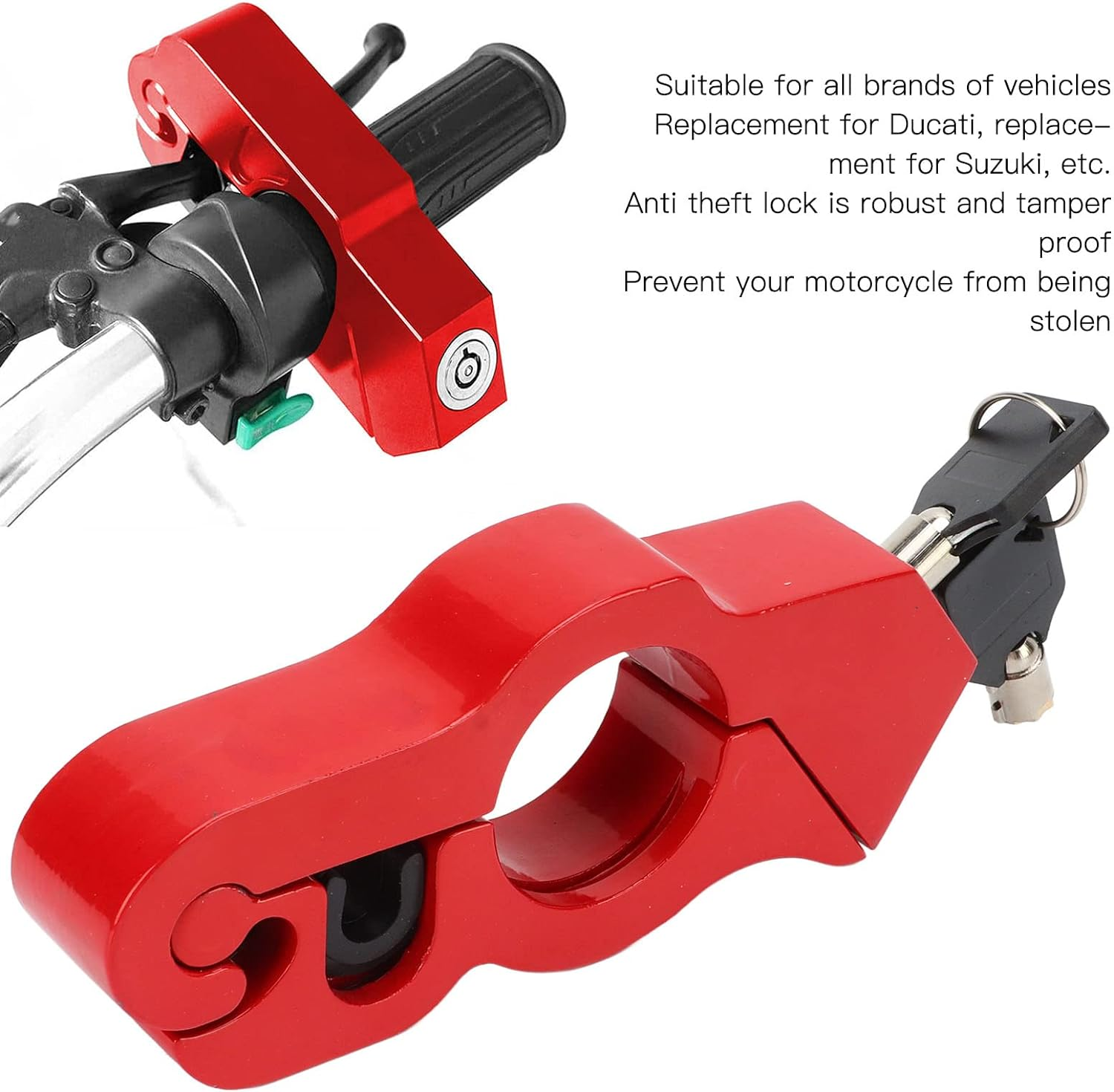 Motorcycle Handlebar Lock, Tamper Resistant Weatherproof Aluminum Alloy anti Theft Grip Lock with Applicable Scope for Scooters Atvs image number 6