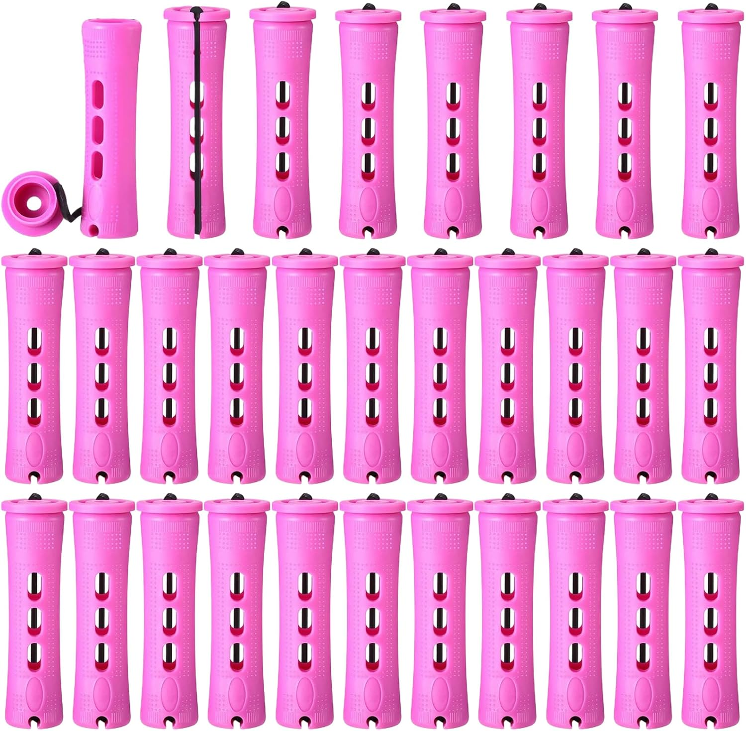 Pack of 30 Medium Perm Rollers, 0.75 Inch Perm Set Complete Curlers, Hair Rollers for Women with Elastic Band for Natural Hair, Long Short Hair Styling Tool image number 1