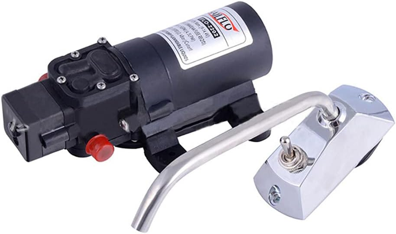 12V Pressure Diaphragm Pump with 360&deg; Spin Faucet/Tap and Pressure Switch for Boat/Caravan Motorhome,1.1Gpm 35 PSI on Demand Water Pump image number 1