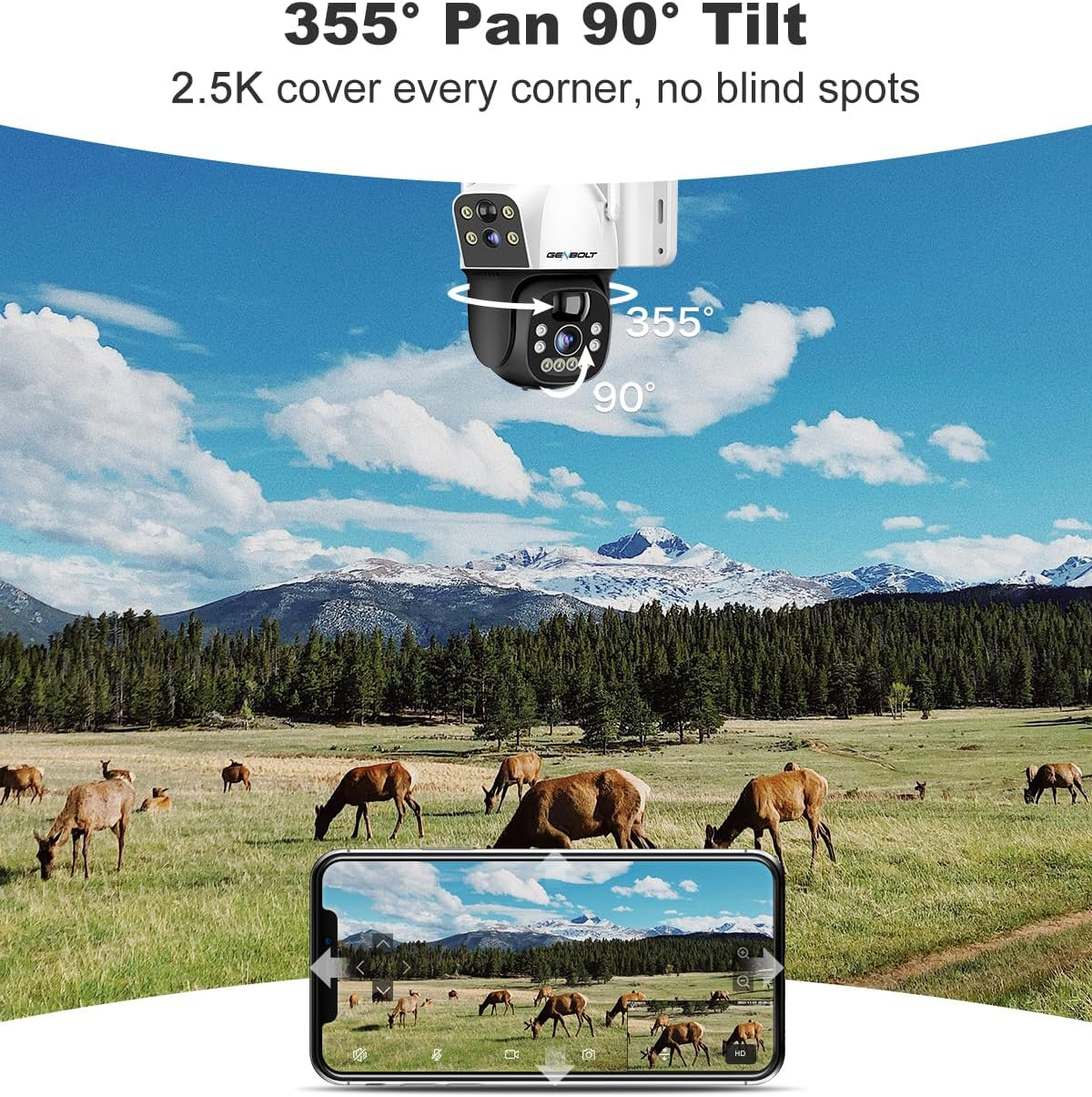 GENBOLT 3G/4G LTE Cellular Solar Security Camera Outdoor Wireless, 8W 15600Mah Battery Operated Surveillance Camera No Wifi, Dual Lens Spotlight IP Camera CCTV with SIM Card