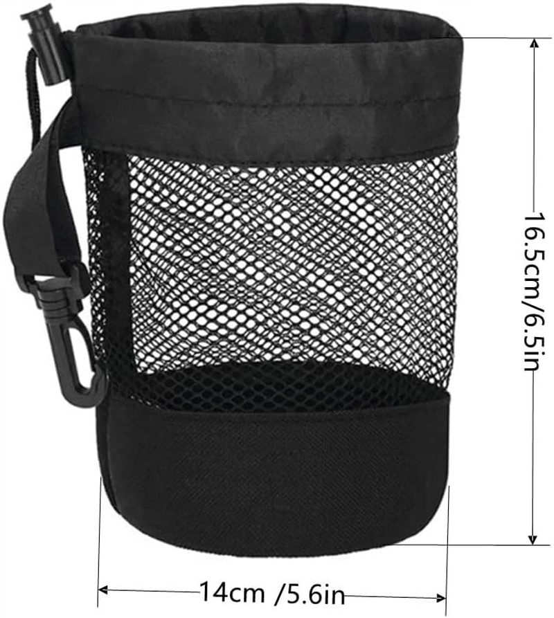 Naisfei 2 Pcs Black Nylon Mesh Drawstring Golf Ball Bags, Nylon Golf Ball Storage Bag with Hooks Black Golf Ball Pouch Bags Drawstring Golf Ball Organizer 6.5In X 5.5In image number 1