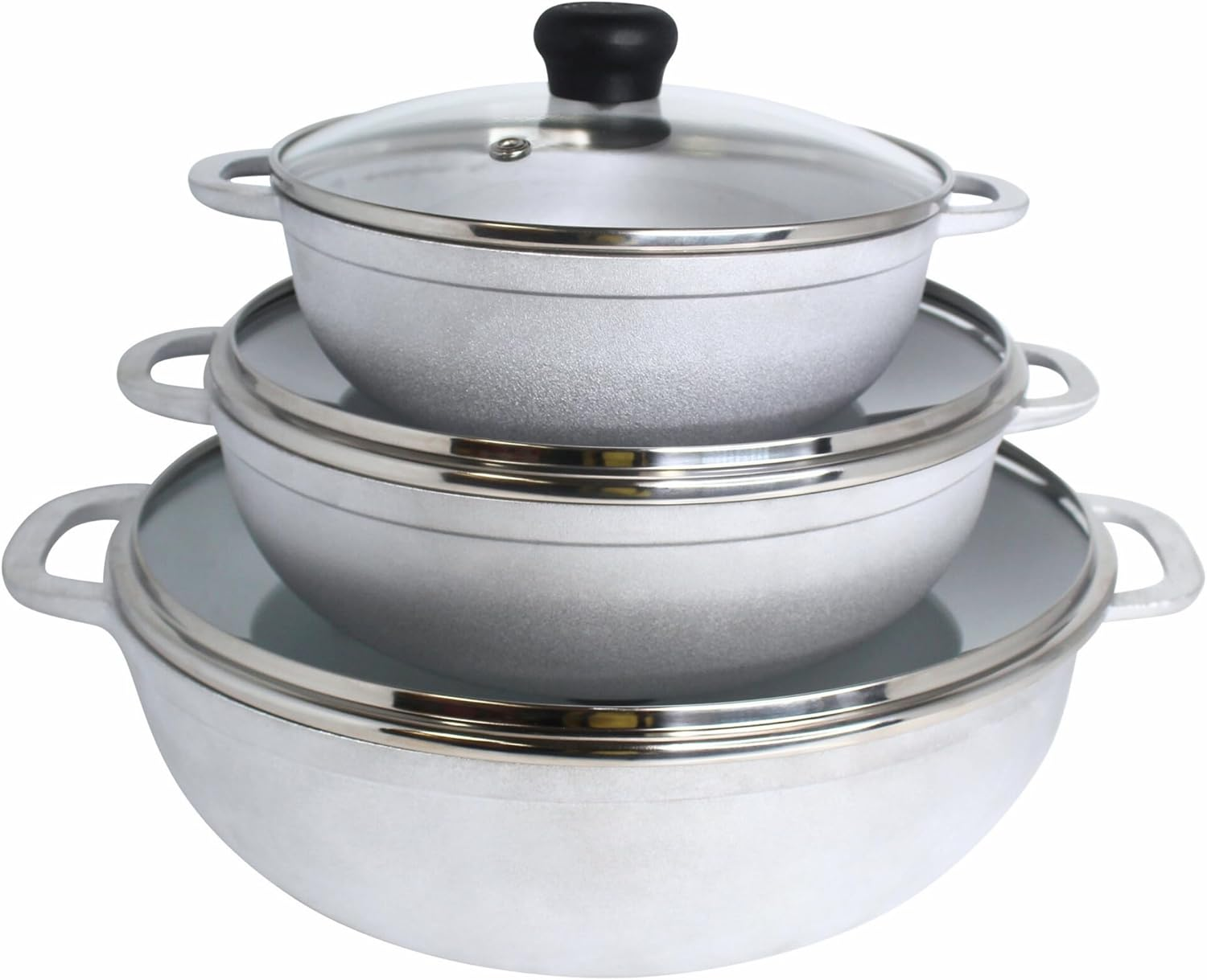 IMUSA 3 Piece Caldero Set with Tempered Glass Lid 1.5/2.5/5.2Qt image number 4