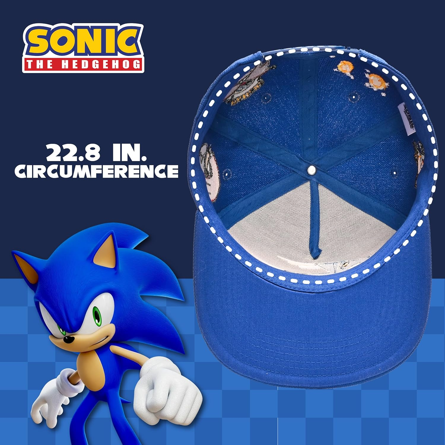 Concept One Men'S Sonic the Hedgehog Cap, Embroidered Logo Baseball Hat with Flat Brim, Adjustable image number 5