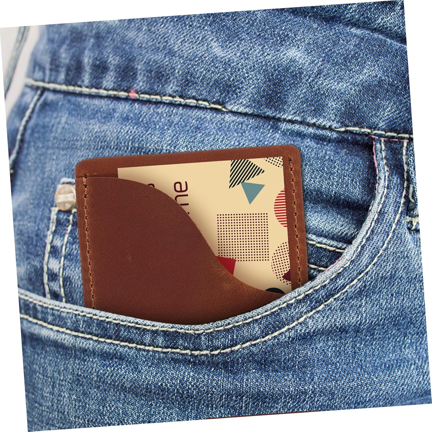 DINHEAROM Business Card Holder Card Wallet Brown Pu Leather Travel Passport Holder for Women Men Compact Organizer Storage image number 6