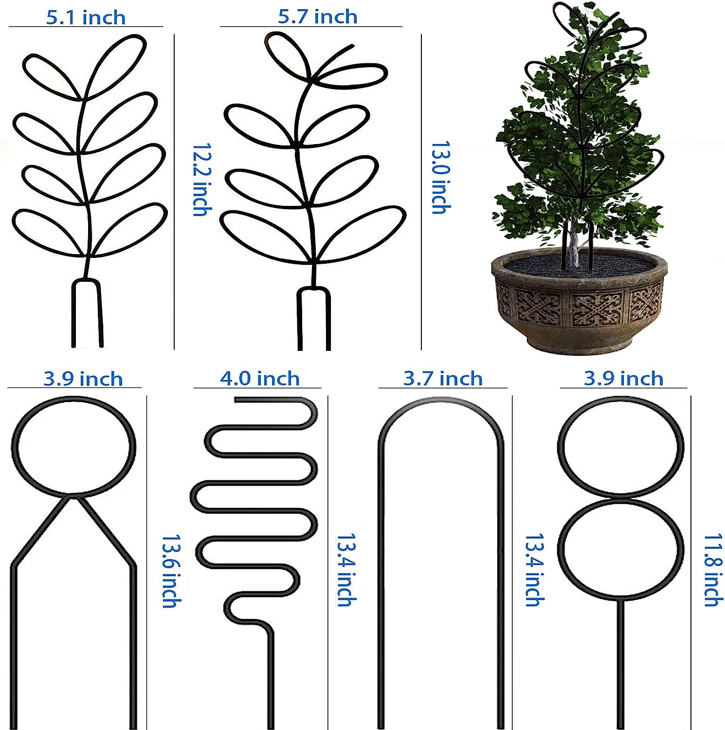 6 PCS Small Metal Trellis, Mini Trellis for Potted Plants Indoor, Graden Plant Trellis for Climbing Plants, House Plant Trellis Metal Plant Support Stake for Hoya, Pothos, Flower, Monstera image number 1