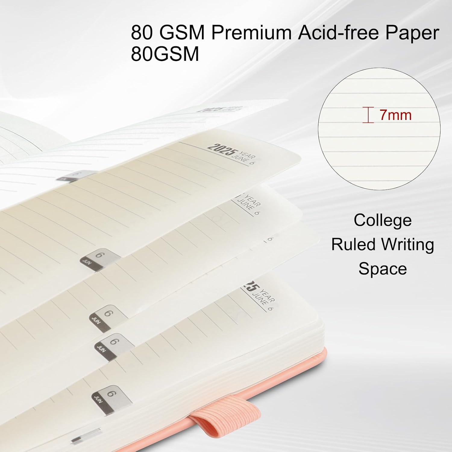 Academic Diary 2025 - A5 2025 Diary, Day per Page, Leather Notebook from Jan to Dec, Self-Care Daily Planner, Journal Notebook, A5 Week to View Diary, Monthly Planner with Pen Loop (Red) image number 3