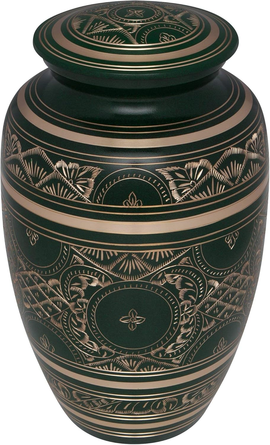 Liliane Memorials Green and Gold Funeral Cremation Urn Cassis Model in Brass for Human Ashes Suitable for Cemetery Burial Fits Remains of Adults up to 200 Lbs, Large image number 3