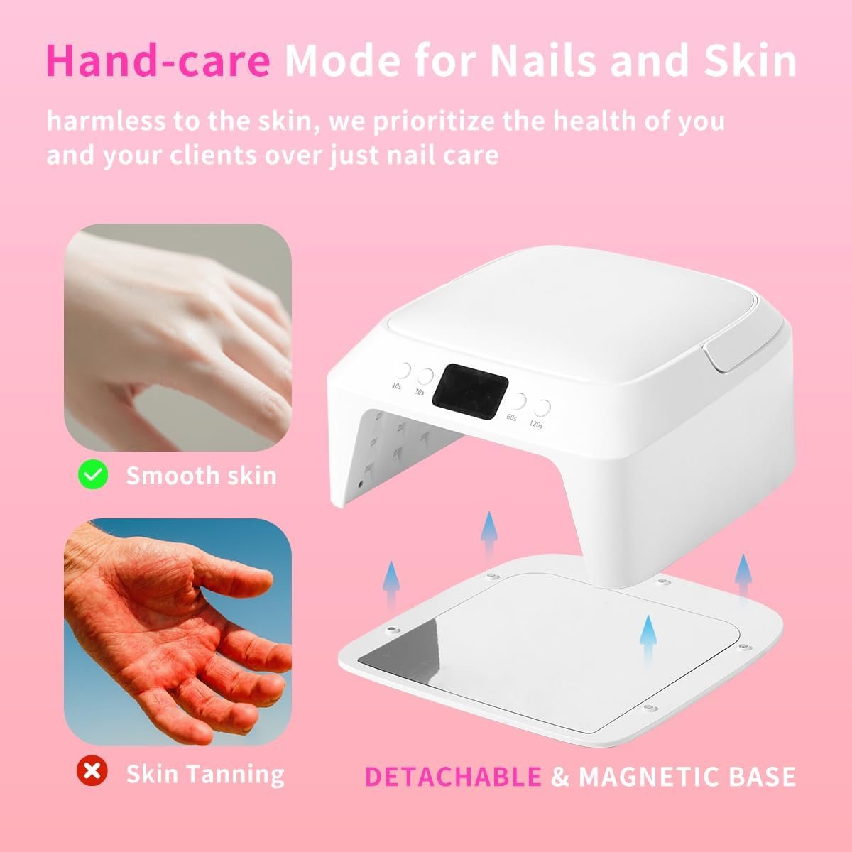 MUSILAN Nail Arm Rest Nail Lamp for Gel Nail Polish, UV/LED Nail Light Fast Dryer for Polygel Sculpting Gel Curing with PU Leather Arm Rest Portable Handle 4 Timers Automatic Sensor Double Led Display image number 5