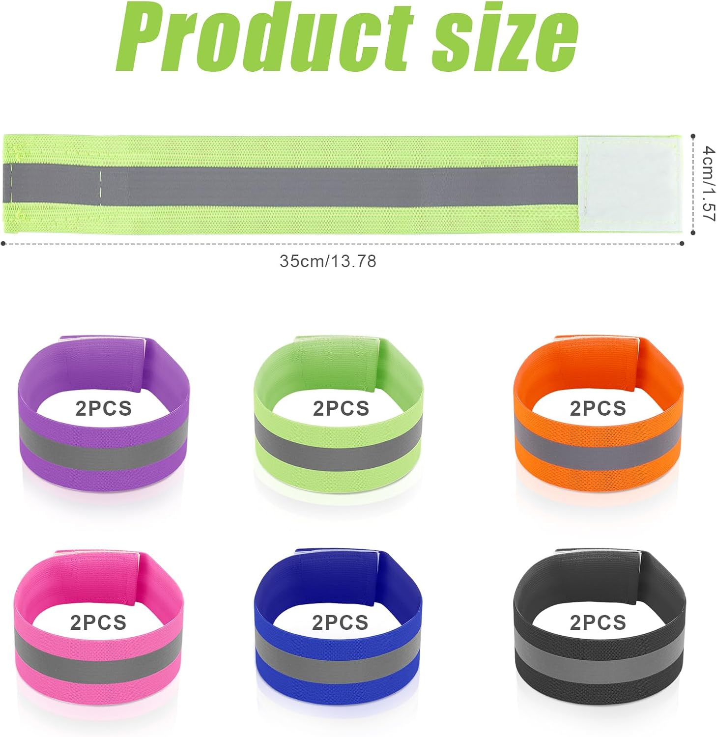 PEUTIER 12Pcs Reflective Bands, Elastic Reflective Bracelet Reflective Walking Gear Reflective Wristbands for Arm Ankle Wrist Leg Outdoor Enthusiasts Gift (Single Line Style)