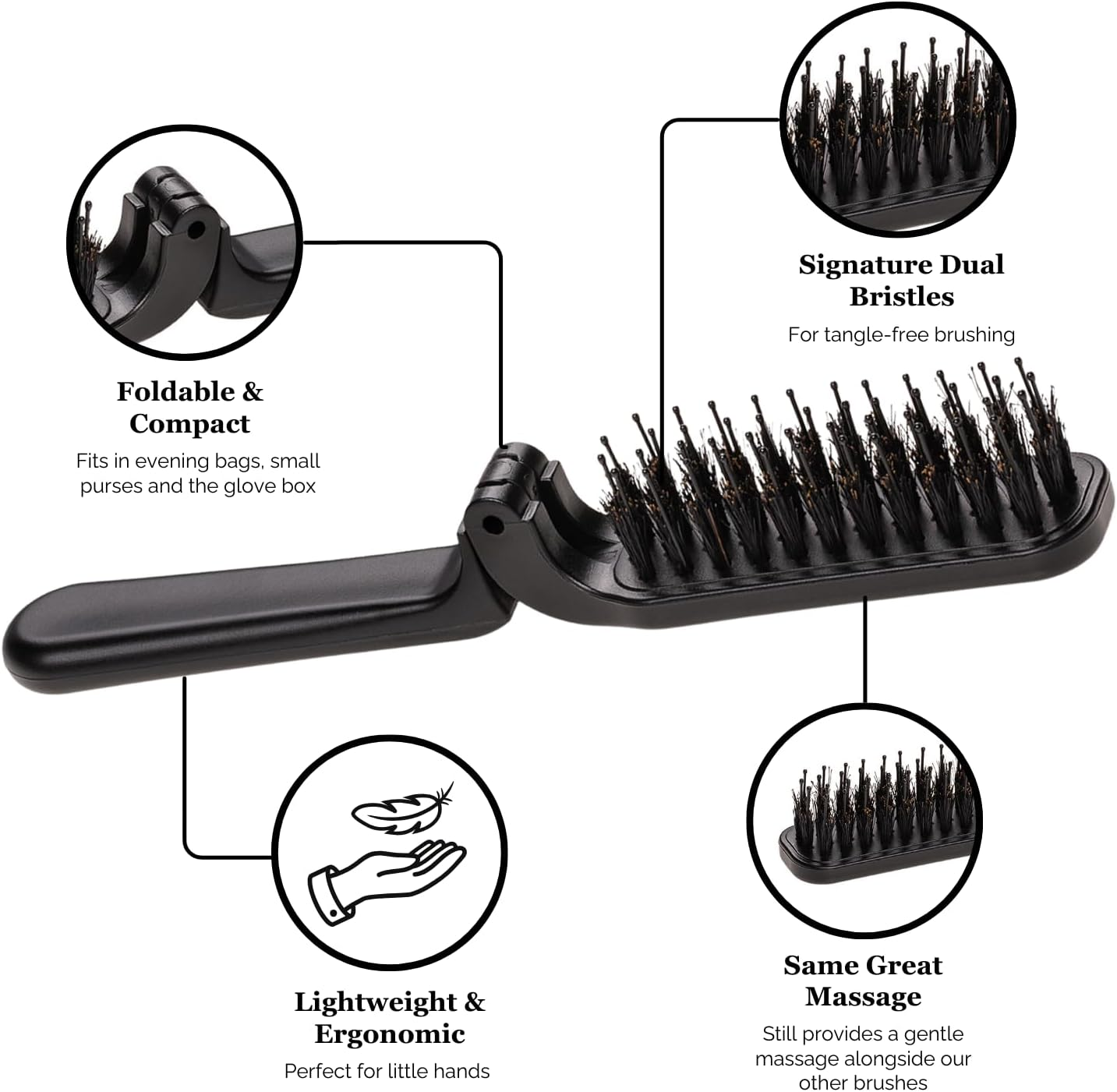 HAPPY HAIR BRUSH Pocket Brush &ndash; Compact Detangling Hairbrush for Kids & Travel &ndash; Gentle on Knots, Smooths without Pulling, Perfect for Handbags, Gym Bags & On-The-Go Styling image number 3