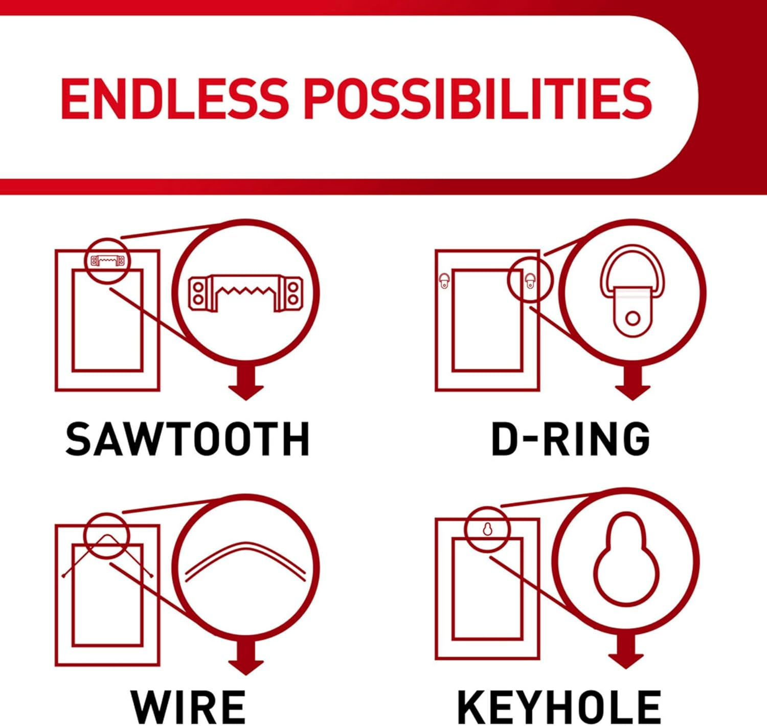 Command PH048-3NA Value Pack Jumbo Universal Picture Hanger, Large, White image number 5
