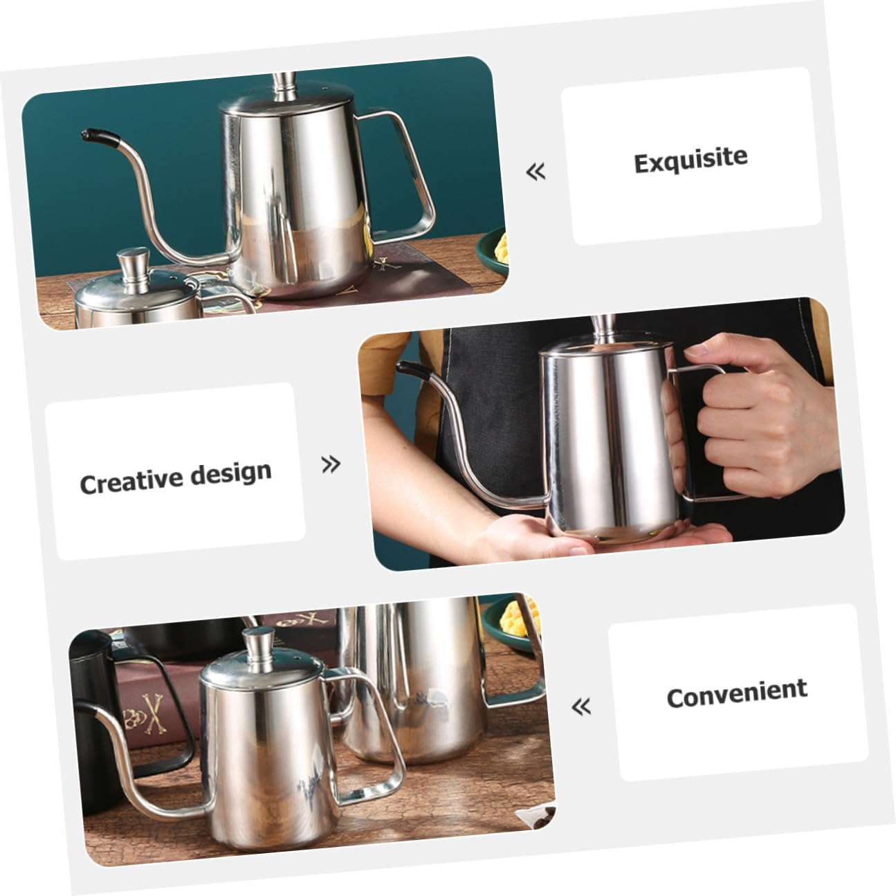 VERDANVERSE Stainless Steel Gooseneck Kettle with Long Spout for Coffee Drip Brewing and Tea Induction Compatible Office Coffee Pot with Ergonomic Handle and Heat Resistant Base image number 5