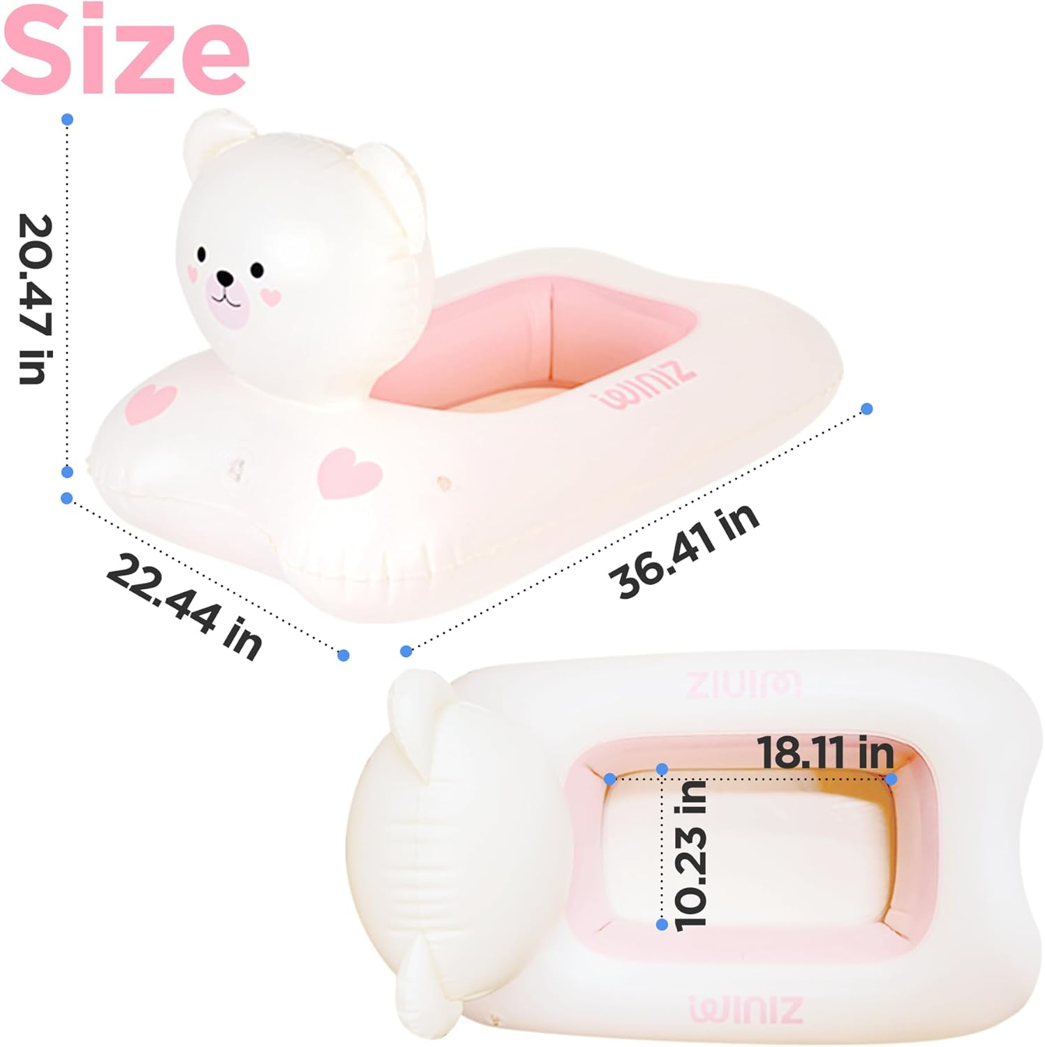 WINIZ Dog Float - Pink Bear Design Inflatable Rafts for Small Medium Dogs and Puppies - Essential Pet Supplies for Summer Outdoor Water Play Pool Lake River image number 3