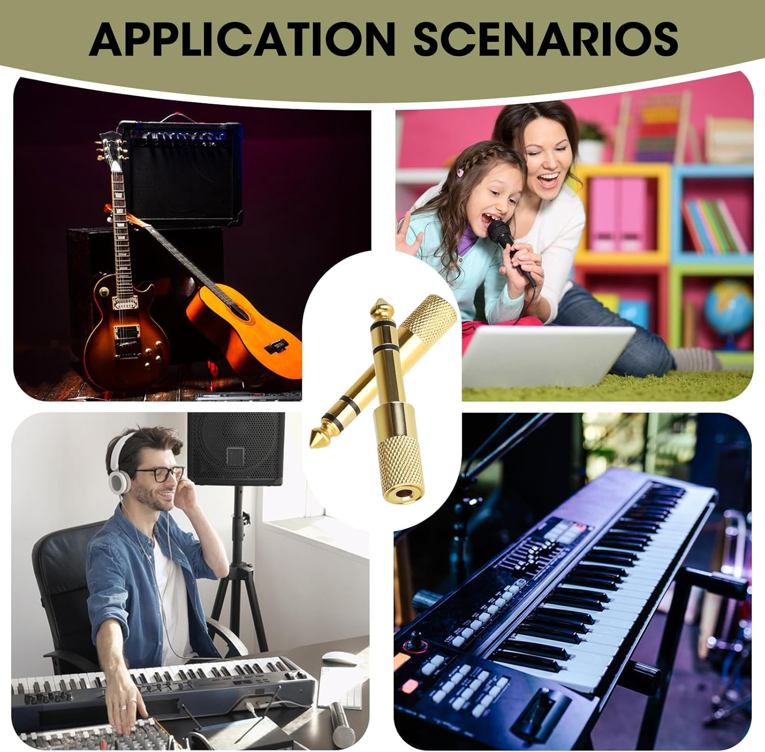 5 Pcs Dual Channel 6.35Mm (1/4 Inch) Male to 3.5Mm (1/8 Inch) Female Headphone Adapter, Stereo Audio Jack Adapter for Speaker Amp Headphone for Music Lover Home Video User(Not Supported Mono image number 5